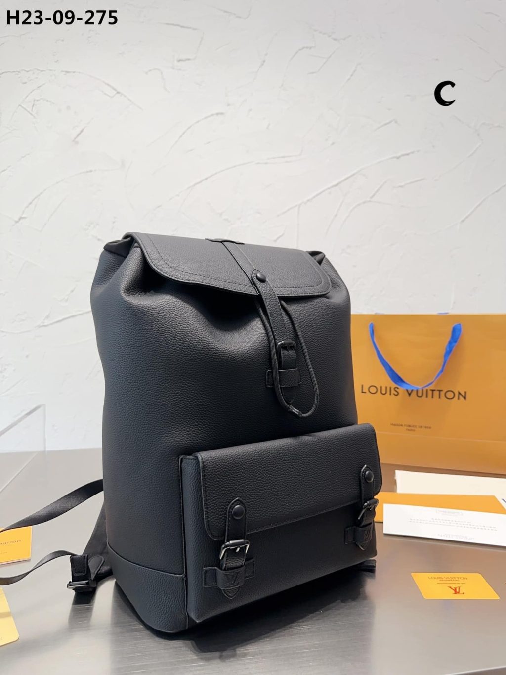 Louis Vuitton Christopher Slim Backpack Rucksack Taurillon Leather Black 40Cm M58644 - Image 4
