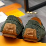 Louis Vuitton Lv Damier Suede Leather Loafers In Dark Green - Image 9