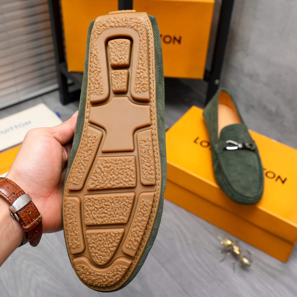 Louis Vuitton Lv Damier Suede Leather Loafers In Dark Green - Image 7