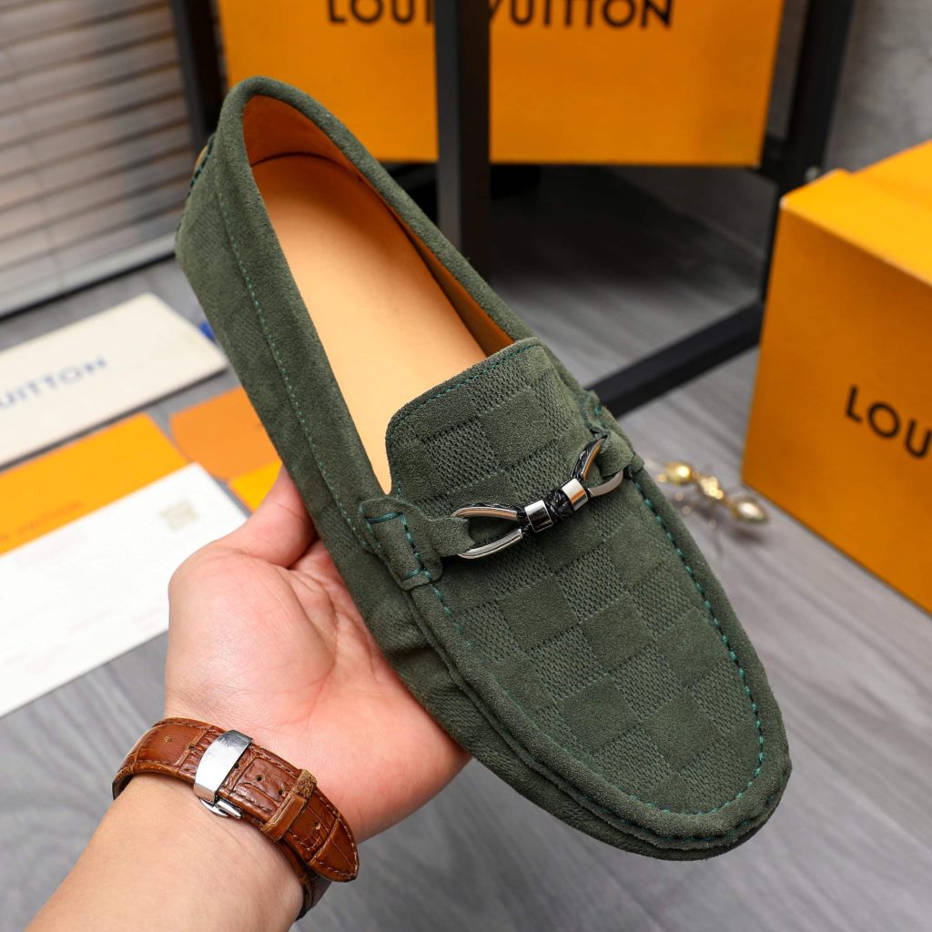 Louis Vuitton Lv Damier Suede Leather Loafers In Dark Green - Image 6