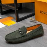 Louis Vuitton Lv Damier Suede Leather Loafers In Dark Green - Image 5