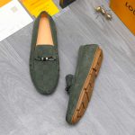 Louis Vuitton Lv Damier Suede Leather Loafers In Dark Green - Image 3