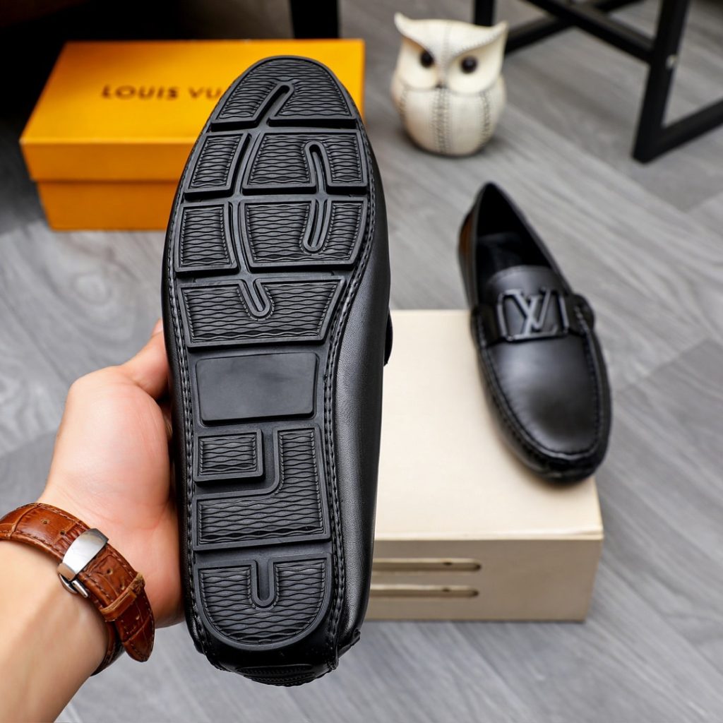 Louis Vuitton Loafer Matte Leather With Lv Logo In Black - Image 10
