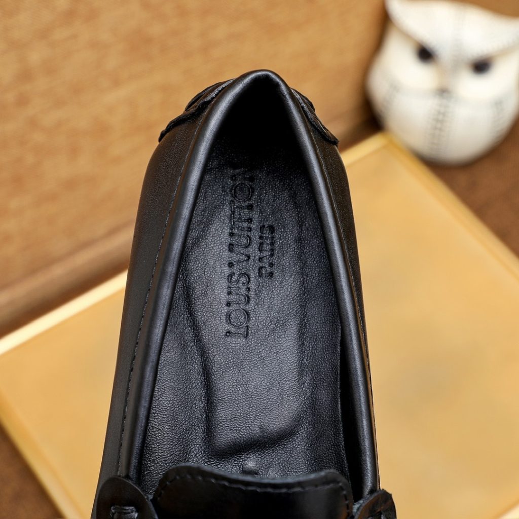 Louis Vuitton Loafer Matte Leather With Lv Logo In Black - Image 8