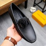 Louis Vuitton Loafer Matte Leather With Lv Logo In Black - Image 4