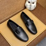 Louis Vuitton Loafer Matte Leather With Lv Logo In Black - Image 3