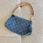 Louis Vuitton Pleaty Handbag Monogram Denim Blue 26Cm M95050 - Image 6