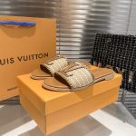 Louis Vuitton Lock It Flat Raffia Mules Brown - Image 8