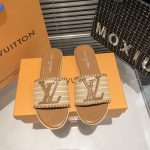 Louis Vuitton Lock It Flat Raffia Mules Brown - Image 3