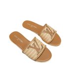 Louis Vuitton Lock It Flat Raffia Mules Brown