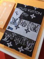 Louis Vuitton Lv Monogram Essential Scarf Encre Black M77853 - Image 3