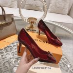 Louis Vuitton Patent Leather Pumps Dark Red - Image 11