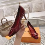 Louis Vuitton Patent Leather Pumps Dark Red - Image 6