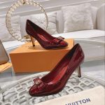 Louis Vuitton Patent Leather Pumps Dark Red - Image 5