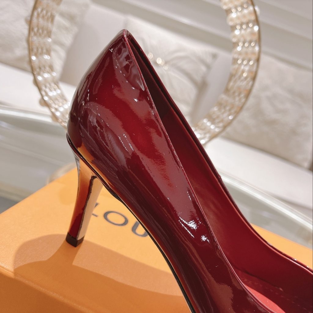 Louis Vuitton Patent Leather Pumps Dark Red - Image 3