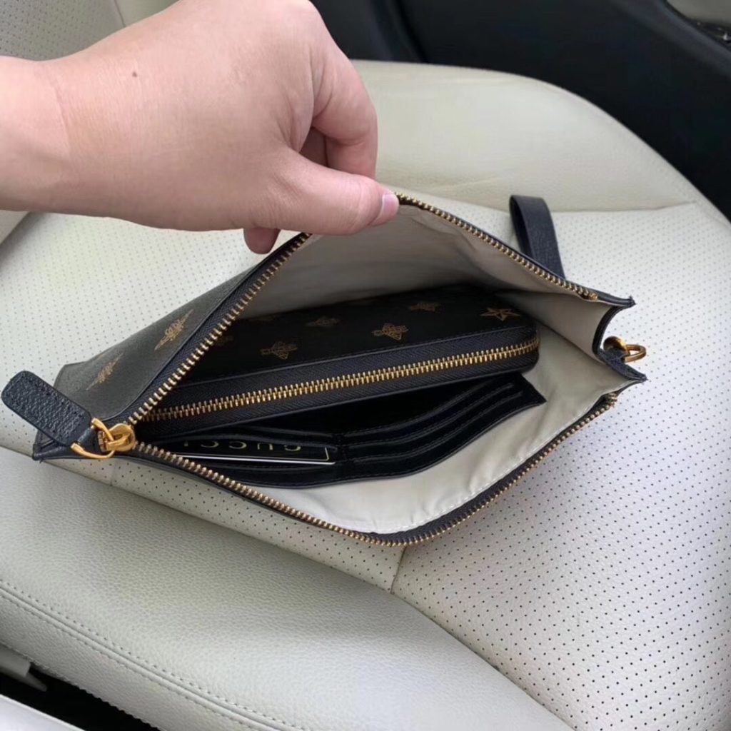 Gucci Bee Star Leather Clutch Black 28Cm 495066 Dj2Kt 8474 - Image 10