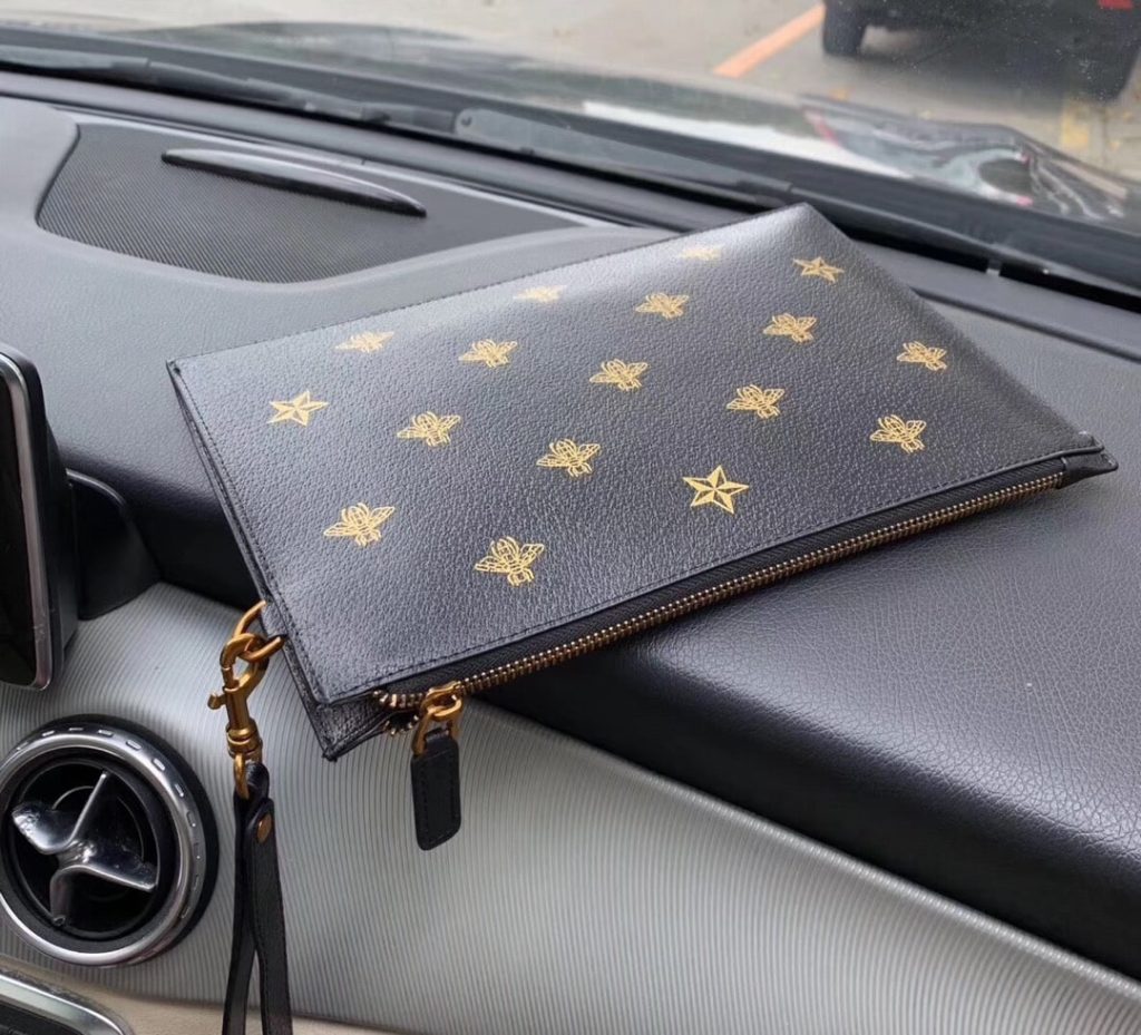 Gucci Bee Star Leather Clutch Black 28Cm 495066 Dj2Kt 8474 - Image 5