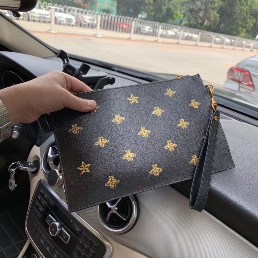 Gucci Bee Star Leather Clutch Black 28Cm 495066 Dj2Kt 8474 - Image 3