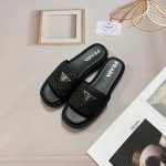 Prada Natural Crochet Platform Slides Black - Image 3