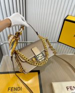 Fendi X Versace Baguette Fendace Bag In Gold Perforated Leather 25Cm - Image 3