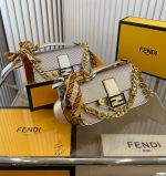 Fendi X Versace Baguette Fendace Bag In Gold Perforated Leather 25Cm - Image 4
