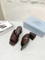 Prada Crossover Nappa Leather Sandals In Dark Brown - Image 4