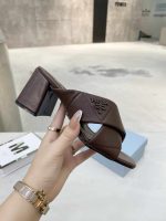 Prada Crossover Nappa Leather Sandals In Dark Brown - Image 7