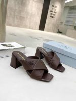 Prada Crossover Nappa Leather Sandals In Dark Brown - Image 9