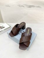 Prada Crossover Nappa Leather Sandals In Dark Brown - Image 10