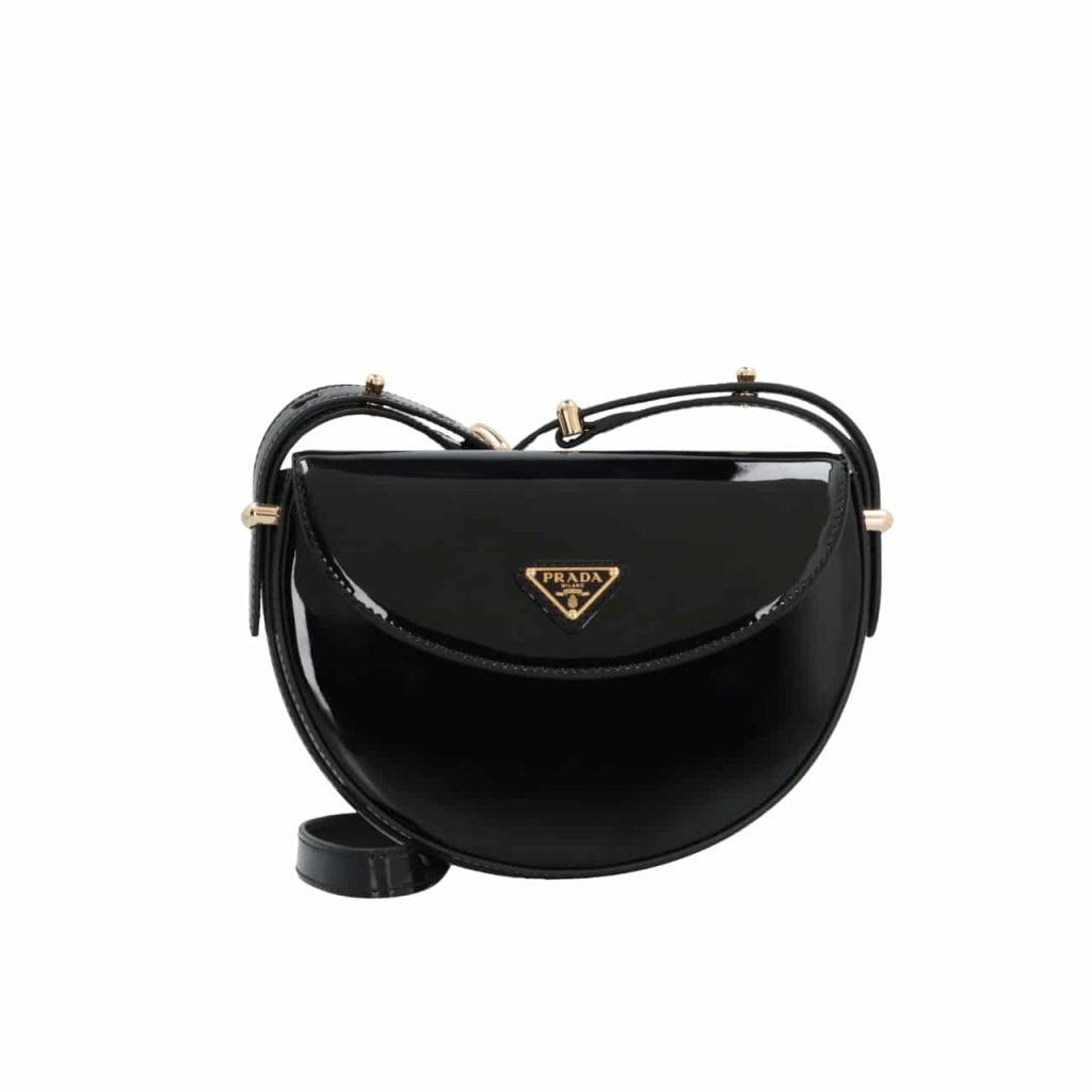 Prada Triangle Logo Patent Leather Shoulder Bag Black 17Cm - Image 2