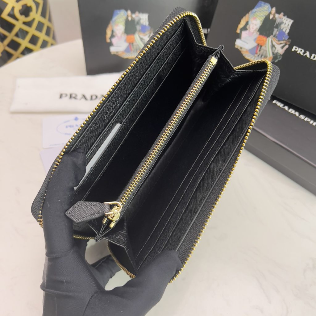 Prada Large Saffiano Leather Wallet Black 19Cm 1Ml506 Qwa F0002 - Image 7