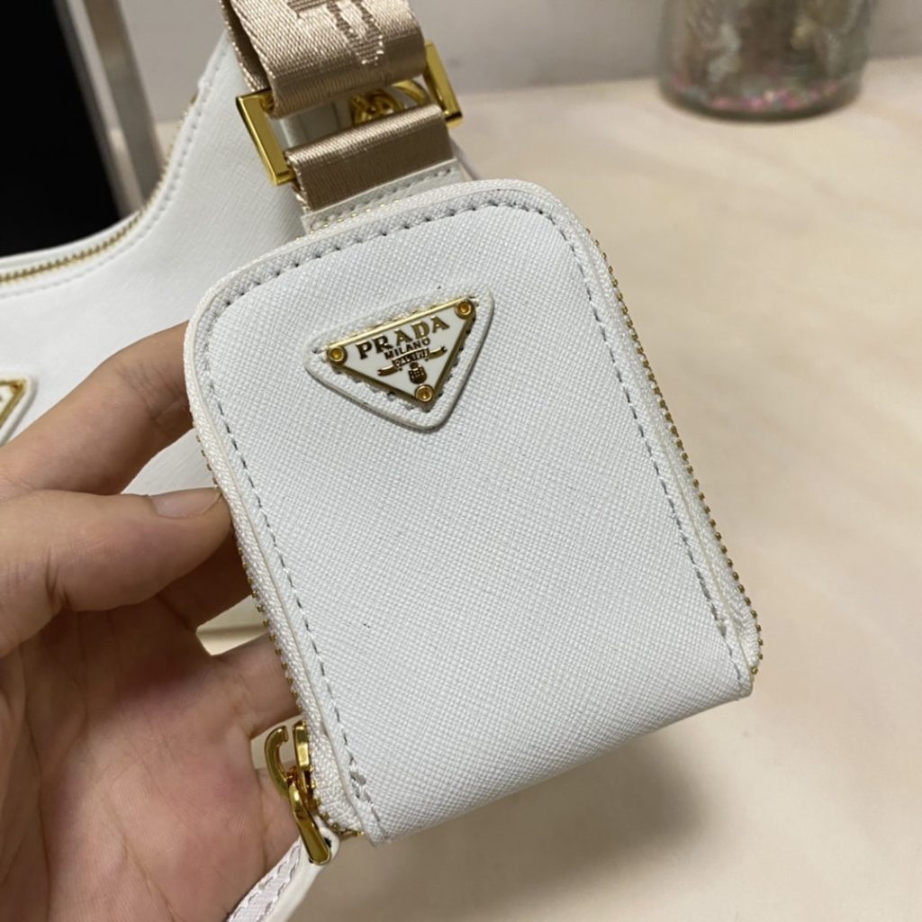 Prada Re Edition 2005 Saffiano Leather Bag White 22cm 1BH204 NZV F02EN V V2M - Image 7