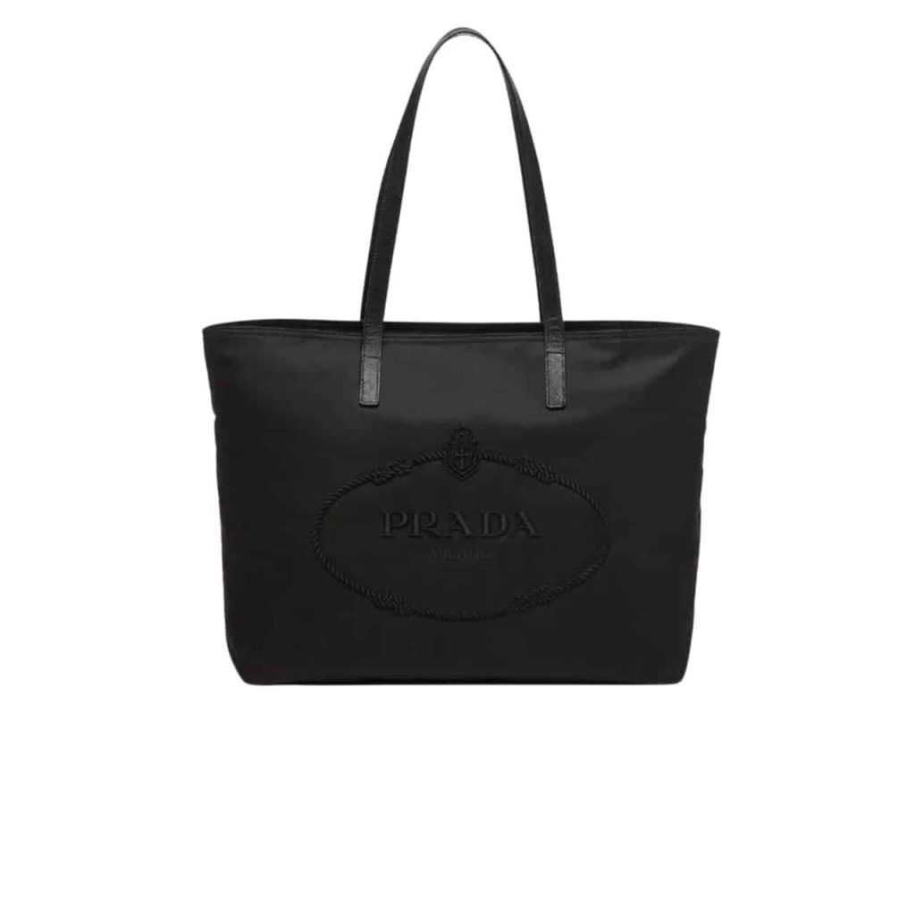 Prada Nylon Tote With Embroidered Logo Black 32Cm - Image 2