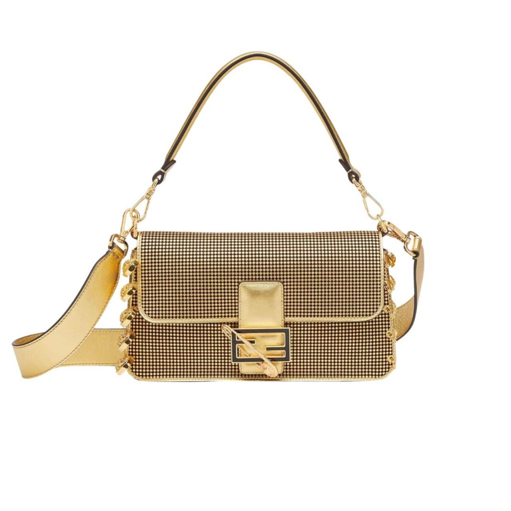 Fendi X Versace Baguette Fendace Bag In Gold Perforated Leather 25Cm - Image 2