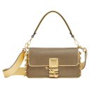 Fendi X Versace Baguette Fendace Bag In Gold Perforated Leather 25Cm