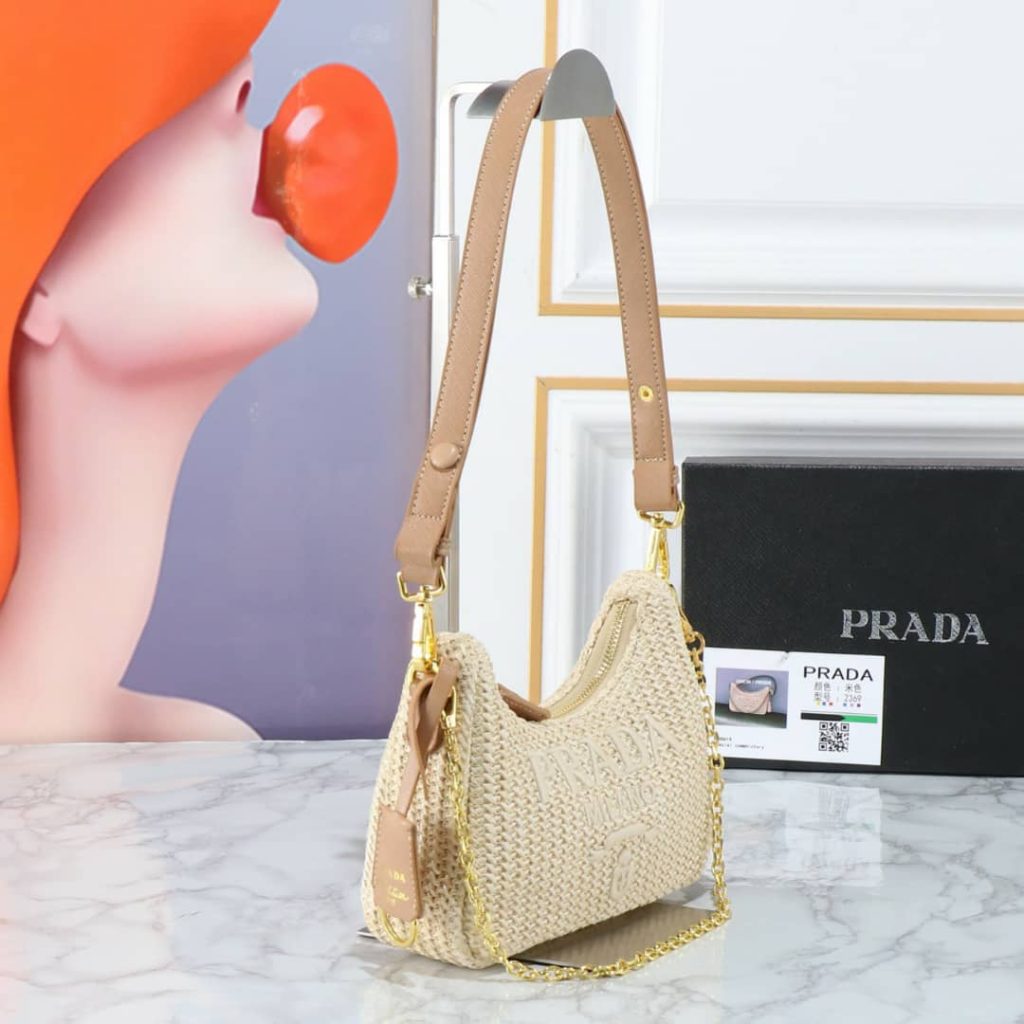 Prada Re Edition Crochet Bag Natural 22Cm 1Bc204 2M2T F0018 V Juo - Image 9