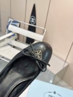 Prada Triangle Logo Bow Pump In Black - Image 5