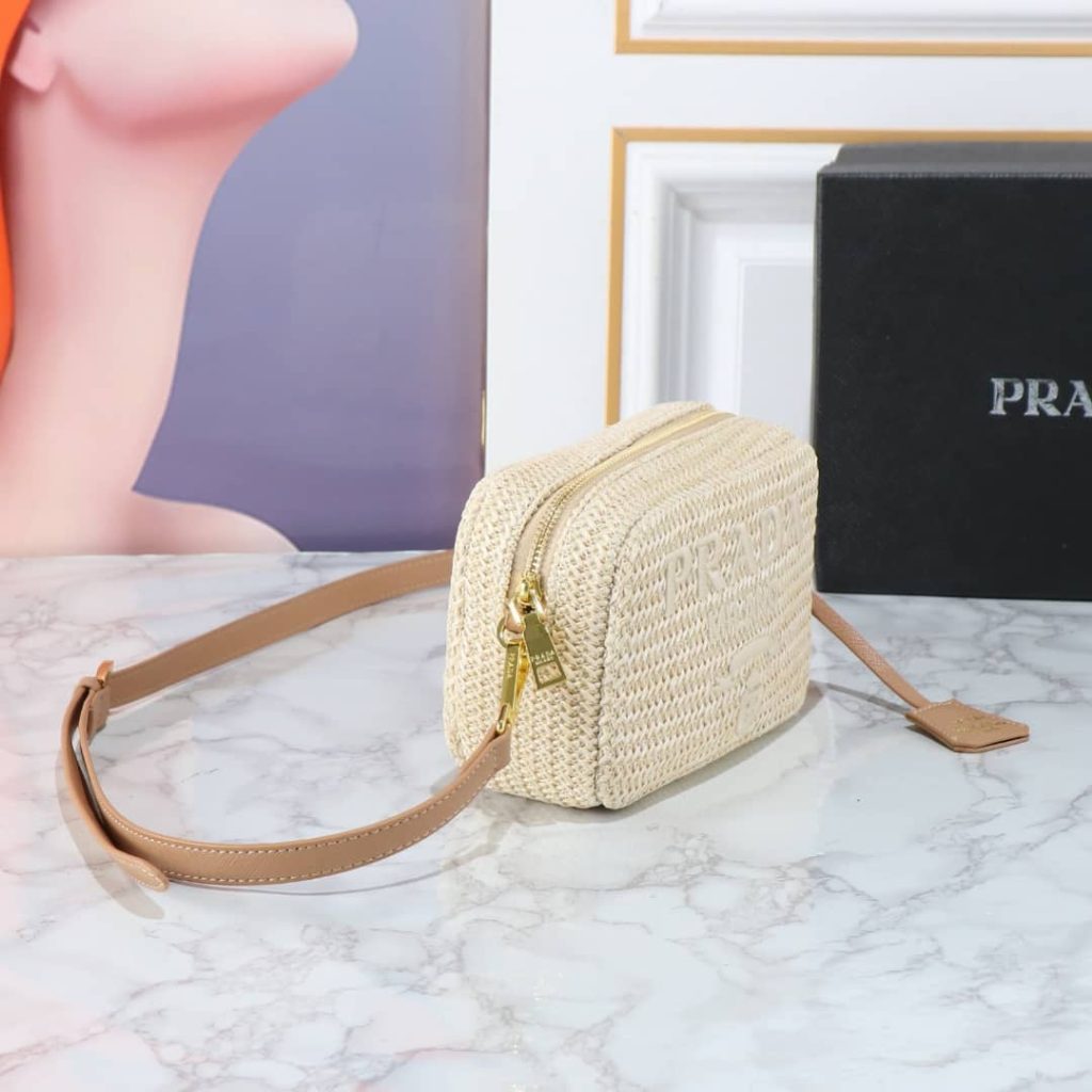 Prada Raffia Crochet Shoulder Bag Natural 20Cm 1Bh196 2A2T F0018 V Ouo - Image 10