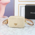 Prada Raffia Crochet Shoulder Bag Natural 20Cm 1Bh196 2A2T F0018 V Ouo - Image 9