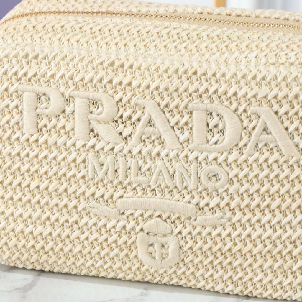 Prada Raffia Crochet Shoulder Bag Natural 20Cm 1Bh196 2A2T F0018 V Ouo - Image 4