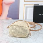 Prada Crochet And Leather Bucket Bag Natural 24Cm 1Be068 2M2T F0018 V Ouo - Image 8