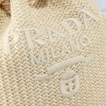 Prada Crochet And Leather Bucket Bag Natural 24Cm 1Be068 2M2T F0018 V Ouo - Image 7