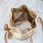 Prada Crochet And Leather Bucket Bag Natural 24Cm 1Be068 2M2T F0018 V Ouo - Image 5