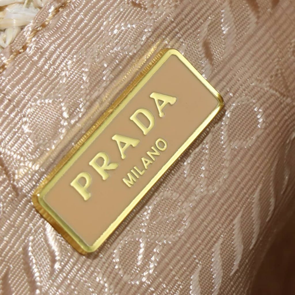 Prada Crochet And Leather Bucket Bag Natural 24Cm 1Be068 2M2T F0018 V Ouo - Image 4