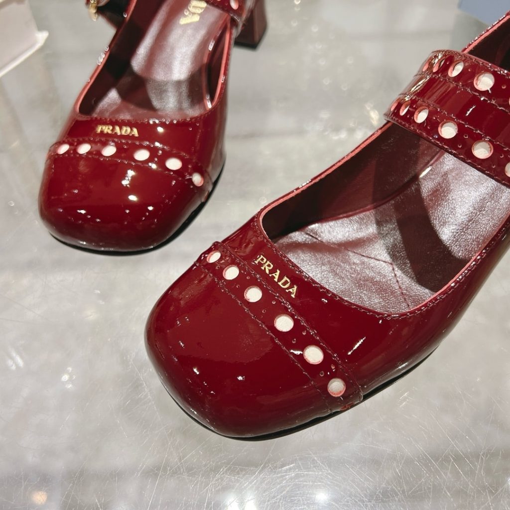 Prada Patent Leather Mary Jane Pumps Red - Image 9