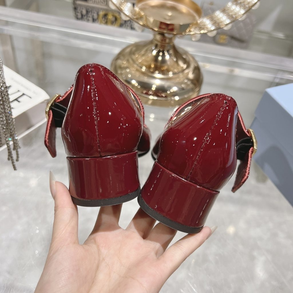 Prada Patent Leather Mary Jane Pumps Red - Image 8