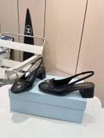 Prada Triangle Logo Bow Slingback Pump In Black - Image 3