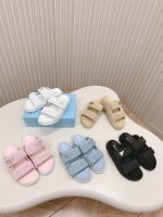 Prada Raffia Double Band Slide Sandals Beige 1Xx699 F020 2C2T F0018 - Image 3