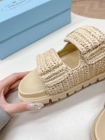 Prada Raffia Double Band Slide Sandals Beige 1Xx699 F020 2C2T F0018 - Image 7