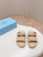 Prada Raffia Double Band Slide Sandals Beige 1Xx699 F020 2C2T F0018 - Image 10